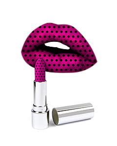 pink and black polka-dot lipstick