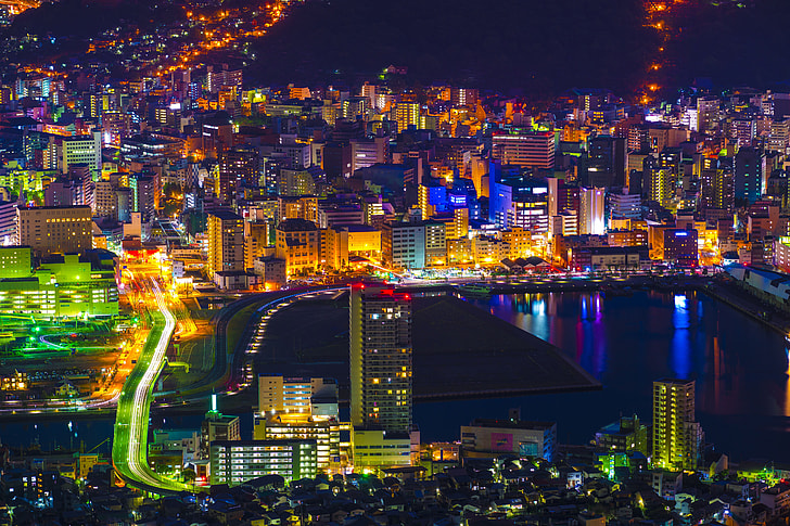 Night view of Nagasaki in Japan