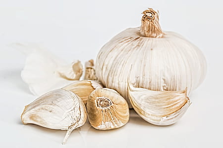 white garlic bulbs
