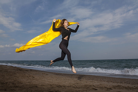 woman running near beach