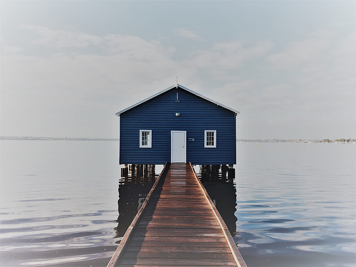 photo of dock towards blue house