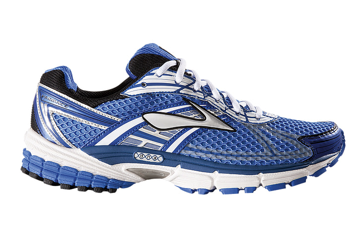 unpaired blue and silver Brooks running shoe