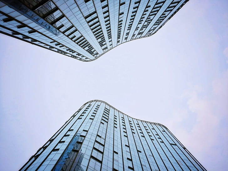 two high rise buildings low angle photography