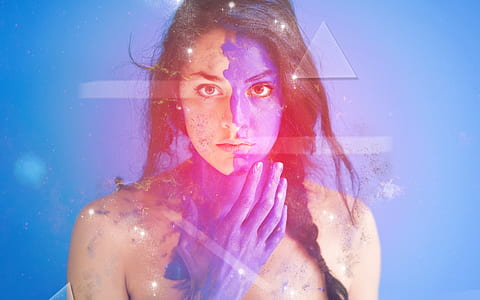 woman with blue paint face album cover