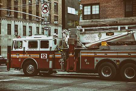 Street capture of a fire truck in New York City, image recorded with a Canon 5D DSLR
