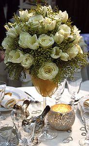 white rose bouquet with vase