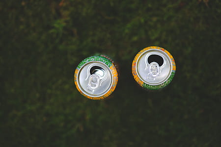 Cans in the grass