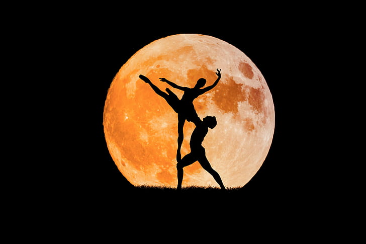 silhouette ballerina in moon