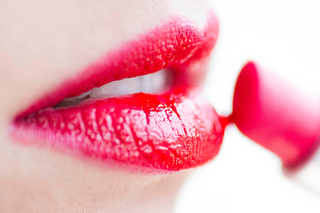 Woman wearing lipstick make-up