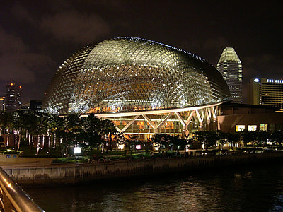 glass dome building near body of water at daytime