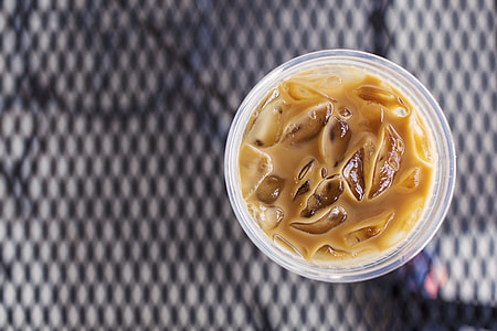 iced coffee in plastic cup