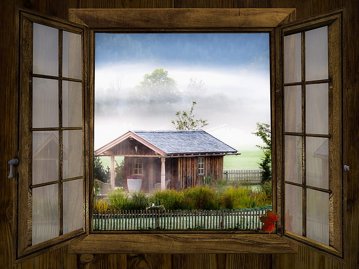 brown wooden house illustration