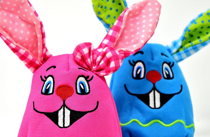 pink and blue eastern bunny puppet