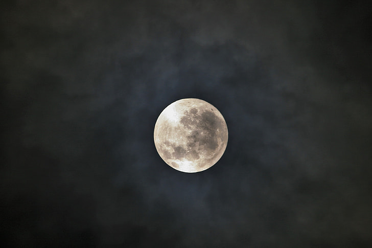 moon surrounded with grey clouds