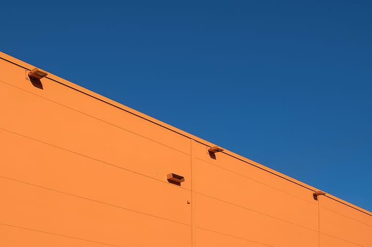 building, orange, blue, sky, facade
