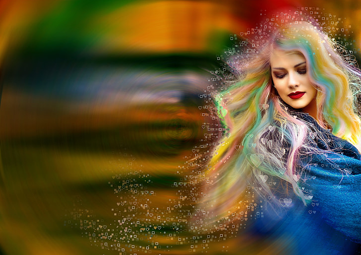 woman with multicolored hair photo